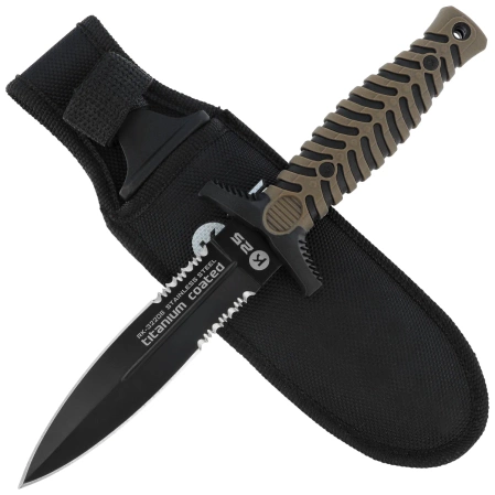 K25 RK-32206 Boot Knife Coyote ABS/Black Rubber, Black Titanium 7Cr17Mov