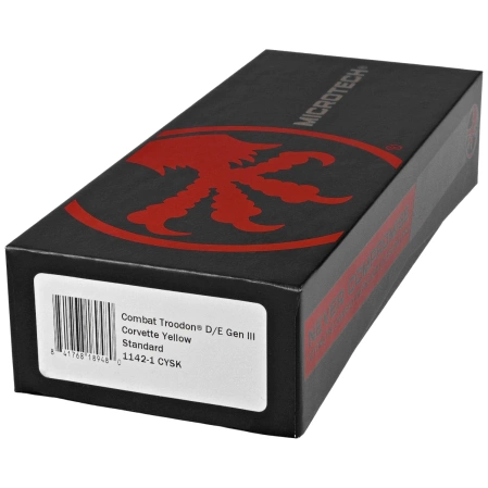 Microtech Combat Troodon Gen III D/E OTF Knife Black Aluminum, Cerakote Corvette Yellow M390MK by Tony Marfione (1142-1CYSK)