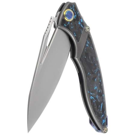 Rike Knife RK 1902 B/CF Titanium/Blue Carbon Fiber, Bead Blasted M390