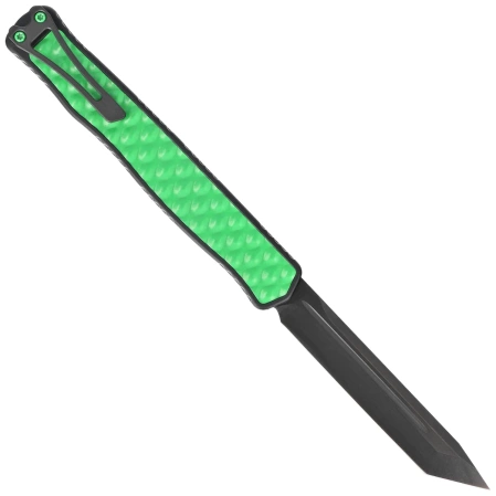 Nóż automatyczny OTF Heretic Cleric II T/E Toxic Green/Black Aluminium, Black DLC MagnaCut by Tony Marfione Jr.