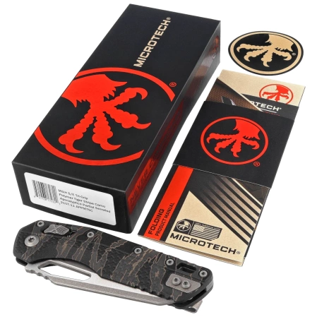 Nóż składany Microtech MSI S/E Ram-Lok Tiger Stripe Camo Tri-Grip Polymer, Apocalyptic P/S M390MK by Tony Marfione (210T-11APPMTSC)