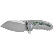 Remette RT-Kestrel Knife Gray Titanium/Green Carbon Fiber, Manual Fine Grinding Satin CPMS35VN (RTPO-A)