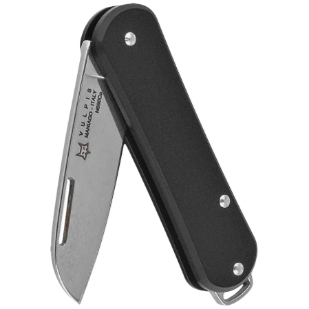 Fox Vulpis Black Aluminium, Polished N690Co Pocket Knife (FX-VP108 BK)