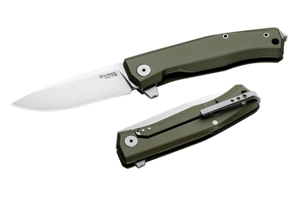 Nóż składany LionSteel Myto Green Aluminium, StoneWashed M390 by Molletta (MT01A GS)