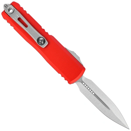 Microtech UTX-85 Gen IV D/E OTF Knife Red Aluminum, Stonewashed M390MK by Tony Marfione (12324-10RD)