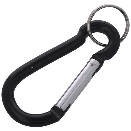 FOX 8 Aluminium Spring Clip Hook Carabiner, Black