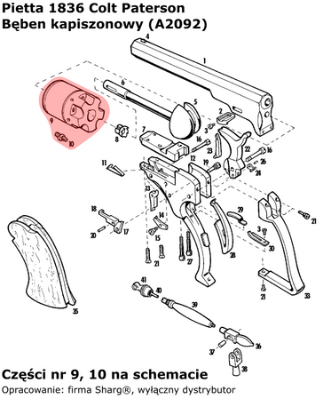 Bęben kapiszonowy Pietta 1836 Colt Paterson Texas .36 (A2092)