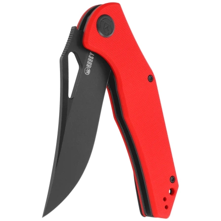 Kubey Knife Phemius Red G10, Black Stonewashed 14C28N (KU149F)