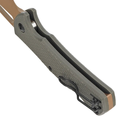 MKM Lov OD Green FRN, Tan Top Shield N690 by Jesper Voxnæs Knife (MK LV-PGR)