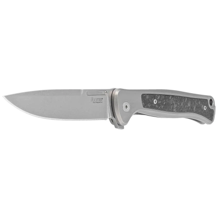 LionSteel Skinny Knife Grey Titanium/Carbon Fiber, Stonewashed MagnaCut by Molletta (SK01 GY)
