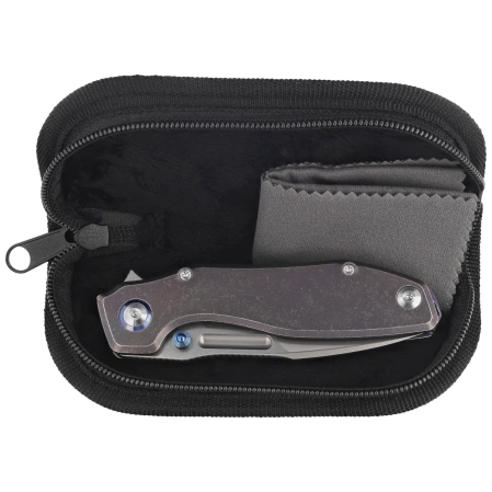 Nóż składany Remette TwoFace Blue Stonewashed Titanium, Fine Grinding Pearlescent M390 (DSTF-B)