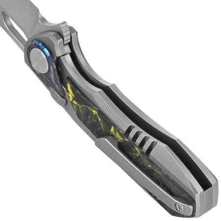 Nóż składany Remette RT-Saker Falcon Gray Titanium/Carbon Fiber, Manual Fine Grinding Satin S45VN (ASTP-2)