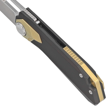 Remette RT-Peregrine Falcon Knife Brown/Gold Titanium, Hand Grinding Pearlescent M390 (RTT1-B)