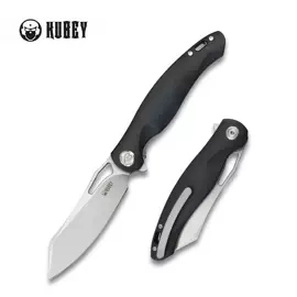Kubey Drake Knife Black G10, Sandblasted AUS-10 by Maksim Tkachuk (KB239A)