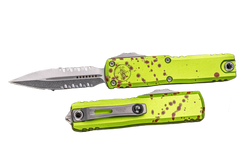 Microtech UTX-85 Gen IV D/E OTF Knife Zombie Aluminum, Stonewashed P/S M390MK by Tony Marfione (12324-11Z)