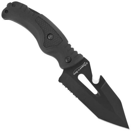 Martinez Albainox 2-in-1 Tactical Folding Knife, Black Rubberized Fiber, Black 3Cr13MoV (32316)