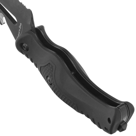 Martinez Albainox 2-in-1 Tactical Folding Knife, Black Rubberized Fiber, Black 3Cr13MoV (32316)