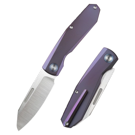 Nóż składany Remette Squirrel Blue Titanium, Manual Fine Grinding Satin M390 (RTDP-C)