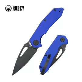 Kubey Coeus KU122Y Knife Blue G10, Blackwashed 14C28N
