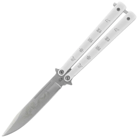 Martinez Albainox Balisong Ninja Dragon Knife White Stainless Steel, Satin 3Cr13MoV (02096)