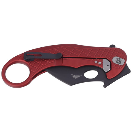 LionSteel L.E.One Knife Red Aluminum, Chemical Black MagnaCut by Emerson Design (LE1 A RB)