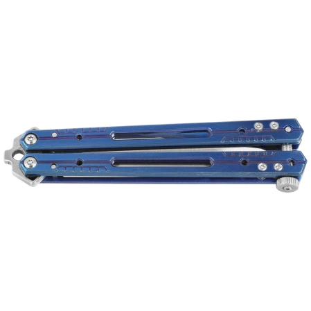 Third Decor Habitat Balisong Blue Titanium Stainless Steel, Satin 420 Butterfly Knife (K2920A)