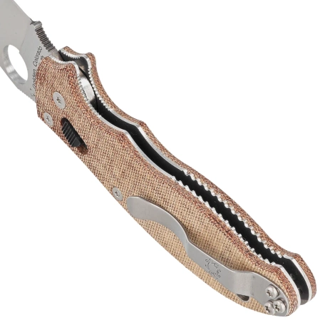 Nóż składany Spyderco Manix 2 Brown Canvas Micarta, Satin CPM Cru-Wear by Eric Glesser (C101MPCW2)