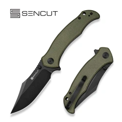 Nóż składany Sencut Tauron Olive Canvas Micarta, Black D2 (S25060-3)