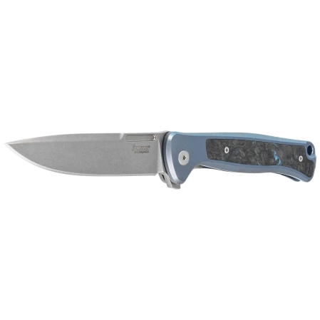 LionSteel Skinny Knife Blue Titanium/Blue Dark Matter Carbon Fiber, Stonewashed MagnaCut by Molletta (SK01 BL)