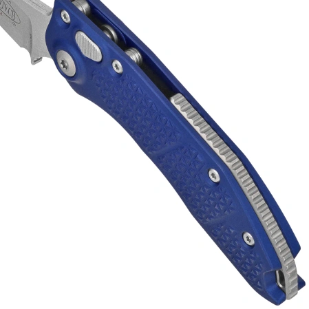 Nóż automatyczny Microtech Stitch-A S/E Navy Tri-Grip Aluminium, Stonewashed by Borka Blades and Tony Marfione (169-10NA)