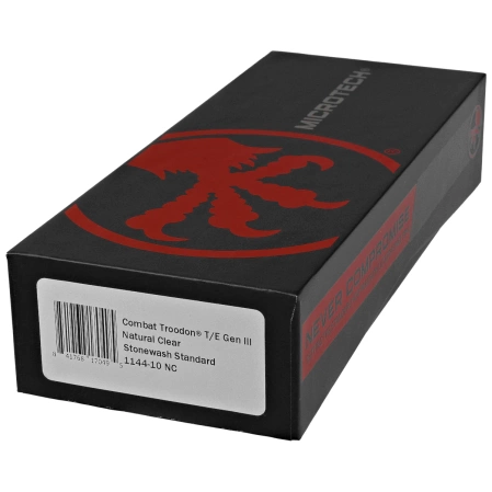 Nóż automatyczny OTF Microtech Combat Troodon Gen III T/E Natural Clear Aluminium, Stonewashed M390MK by Tony Marfione (1144-10NC)