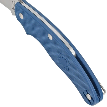 Spyderco UK Penknife Blue FRN, Satin Plain CPM SPY27 by Sal Glesser Knife (C94PCBL)