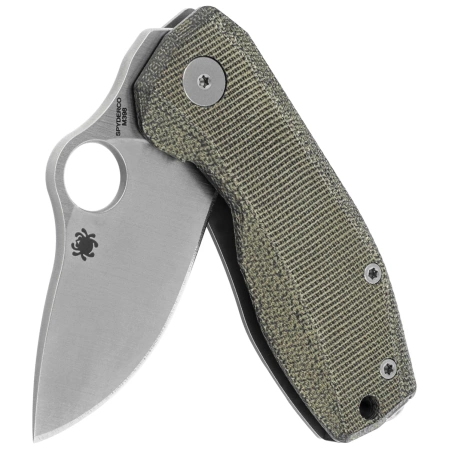 Spyderco SpyNano Flash Batch Knife Green Canvas Micarta/Titanium, Satin M398 (C268MTIP)