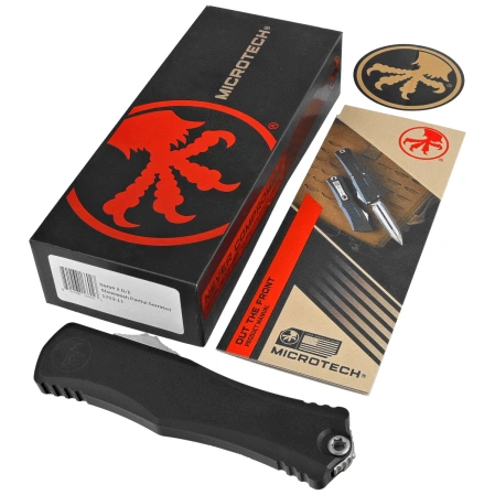 Nóż automatyczny OTF Microtech Hera II D/E P/S Black Aluminium, Stonewashed M390MK by Tony and Sean Marfione (1702-11)