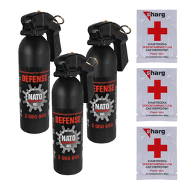 Zestaw 3x Gaz pieprzowy Sharg Nato Defence Gel 2mln 400ml HJF i 3x Chusteczka dekontaminacyjna