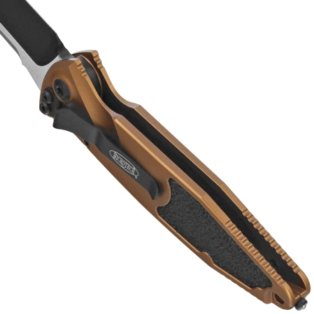 Nóż automatyczny Microtech Socom Elite Auto S/E Tan Aluminium, Black M390 by Tony Marfione (160A-1TA)