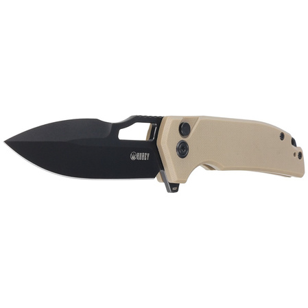 Kubey Knife RDF Tan G10, Blackwash AUS-10 by HYDRA Design (KU316F)