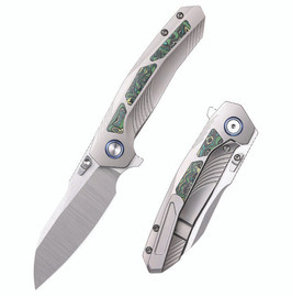 Nóż składany Remette RT-Kestrel Gray Titanium/Green Carbon Fiber, Manual Fine Grinding Satin CPMS35VN (RTPO-A)