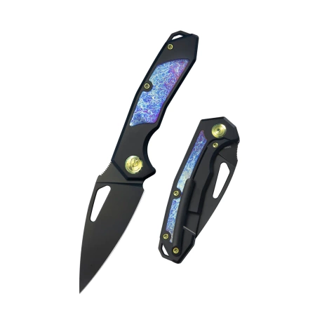 Nóż składany Kubey Coeus Black Titanium/Timascus, Black DLC CPM S35VN (KB286B)