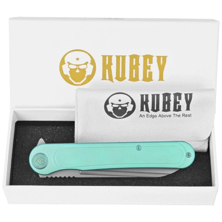 Nóż składany Kubey Dandy Green Titanium, Sandblasted CPM S90V by Maksym Tkachuk (KB247F)
