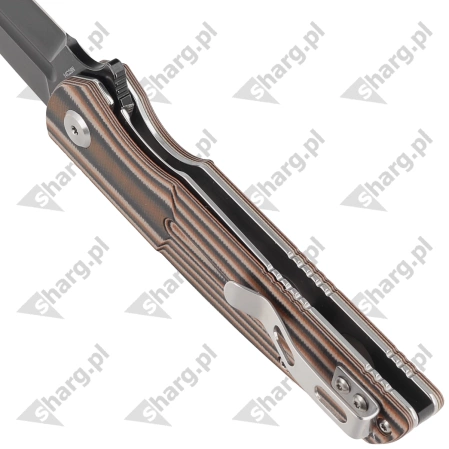 Bestech Knife Fin Black / Orange / Beige G10, Black Stonewashed 14C28N (BG34C-3)