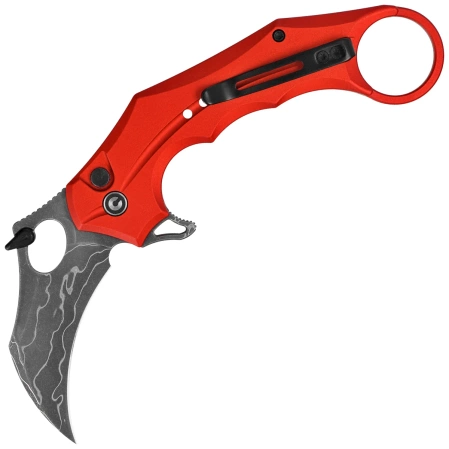 Nóż składany karambit Civivi Incisor II Red Aluminium, Stonewashed Damascus (C16016B-DS1)