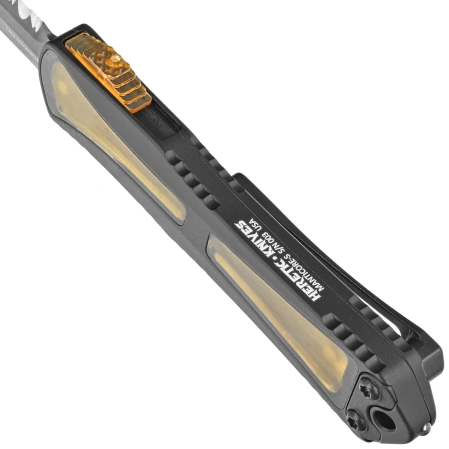 Heretic Knife Manticore S DE Black Aluminum / Ultem, Black DLC Full Serrated MagnaCut by Tony Marfione Jr.