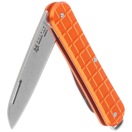 Fox Vulpis Grenade Pattern Orange Aluminum Knife, Polished N690Co (FX-VPGP130 OR)