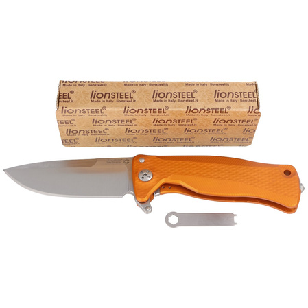 LionSteel Knife SR11A Orange Aluminium, Satin Sleipner by Molletta (SR11A OS)
