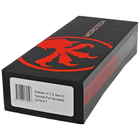 Microtech Scarab II Gen III T/E OTF Knife Black Aluminum, Tactical F/S M390MK by Tony Marfione (1279-3T)