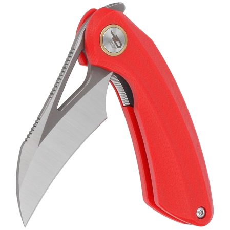 Bestech Bihai Red G10, Grey DLC Stonewashed/Satin 14C28N by Ostap Hel Knife (BG53C-2)