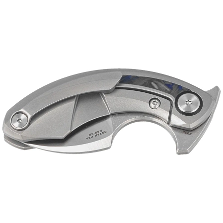 Bestech Strelit Knife Gray Titanium/Black-Blue Marble Carbon Fiber, Satin/Stonewashed M390 by Ostap Hel (BT2103D)