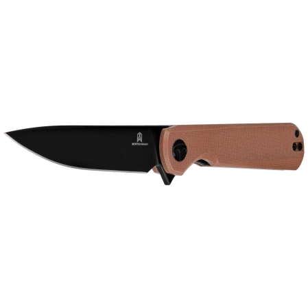 Bestechman Flick Knife Brown G10, Black PVD D2 by Ostap Hel (BMK13G)