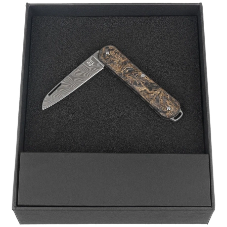 Scyzoryk Fox Vulpis 130 LE No 147/250 Dark Matter Fat Carbon, Super Clean Damascus by Balbach Damast (FX-VPDAM130 DMGO)